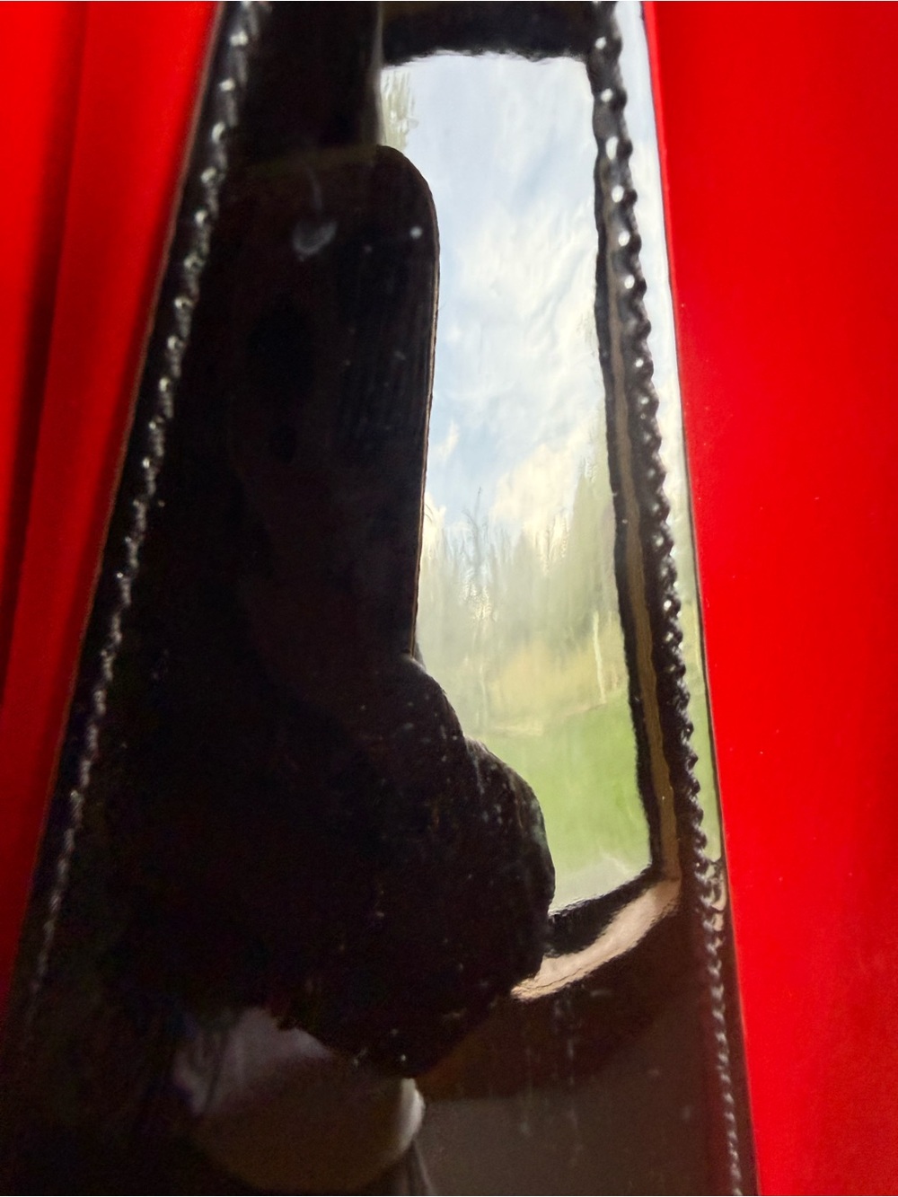 Christian Louboutin Paloma Black Studded Tote with Tan Handles and Red Trim - Picture 4 of 15
